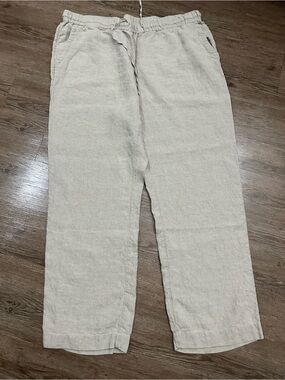 Charter Club Luxury Cream Drawstring Linen-Blend Pants
